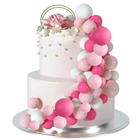 Torta gömb beszúró - Rózsaszín-fehér - 36 db-os