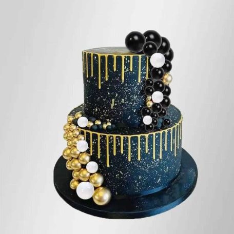 Torta gömb beszúró - Fekete-arany - 36 db-os