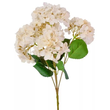 Hortenzia csokor - 5 virág - Krém - 45 cm