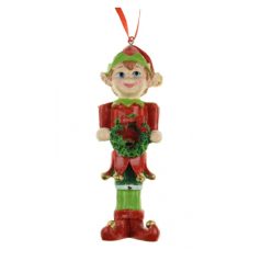 Karácsonyi manó figura – Piros-zöld - 12,6 cm