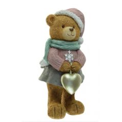 Maci figura szivvel – Rózsaszín – 21,5 cm