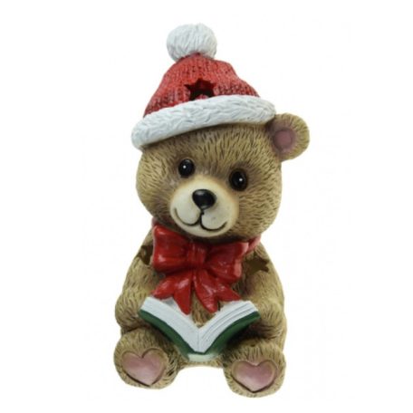 Sapkás maci figura könyvvel – 23,5 cm 
