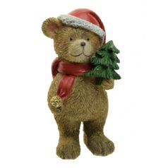 Karácsonyi maci figura fenyővel - 10 cm, 13 cm