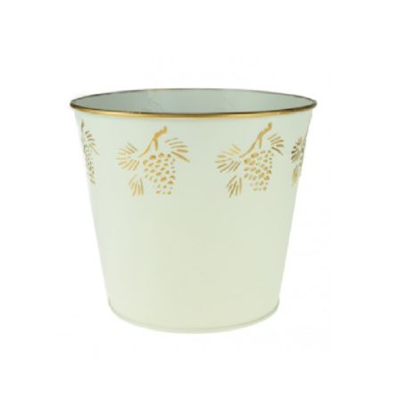 Karácsonyi fém kaspó tobozzal - Fehér-arany - 11,5 cm, 13 cm