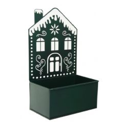Ház kaspó fém – Fekete - 15x9x8/28 cm 