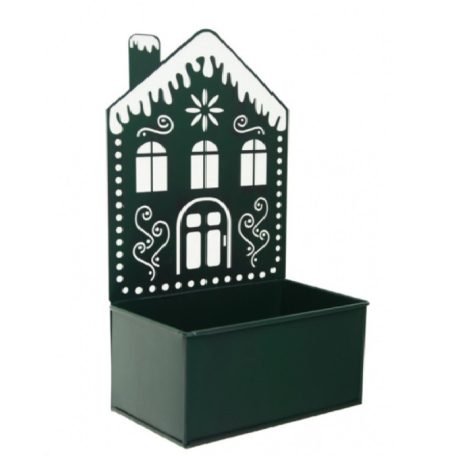 Ház kaspó fém – Fekete - 15x9x8/28 cm 