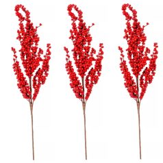 Piros mű bogyós ág - 60 cm