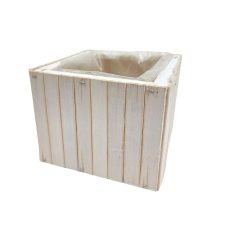 Bambusz kocka - Fehér - 14x14x11 cm 