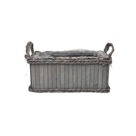 Füles bambusz láda tégla - Szürke - 34x16x14 cm 