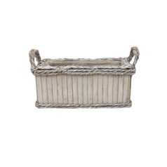 Füles bambusz láda tégla - Fehér - 34x16x14 cm 