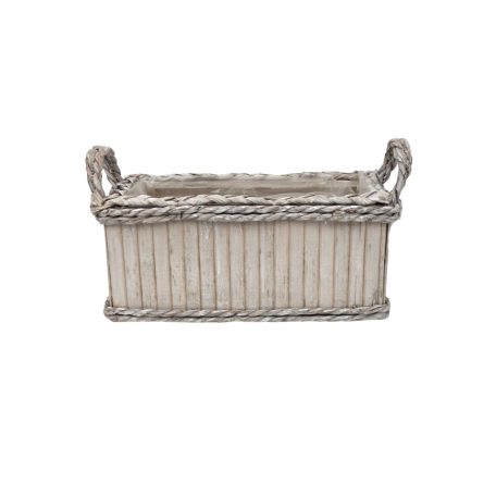 Füles bambusz láda tégla - Fehér - 34x16x14 cm 