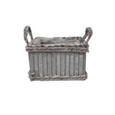 Füles bambusz láda tégla - Szürke - 26x16x14 cm  