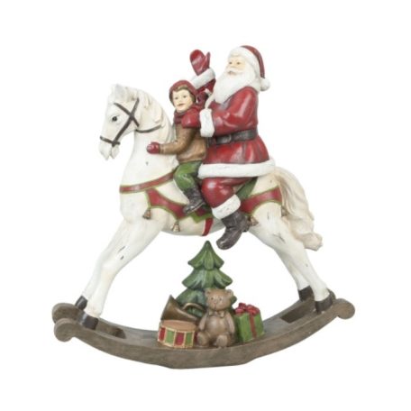 Clayre&Eef - Nosztalgia Mikulás hintalovon - 29x10x30 cm