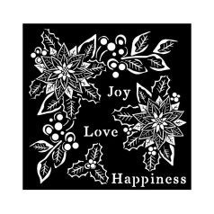   Stamperia stencil Christmas Joy, Love, Happiness - 18x18 cm-KSTDQ89