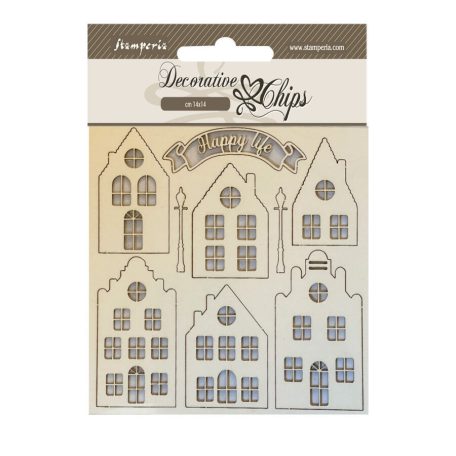 Chipboard - Cozy houses - 14x14 cm -SCB179