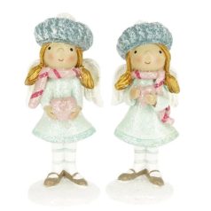   Angyal sapkában, szívvel glitteres - 2 féle - 10x4x3,8 cm 